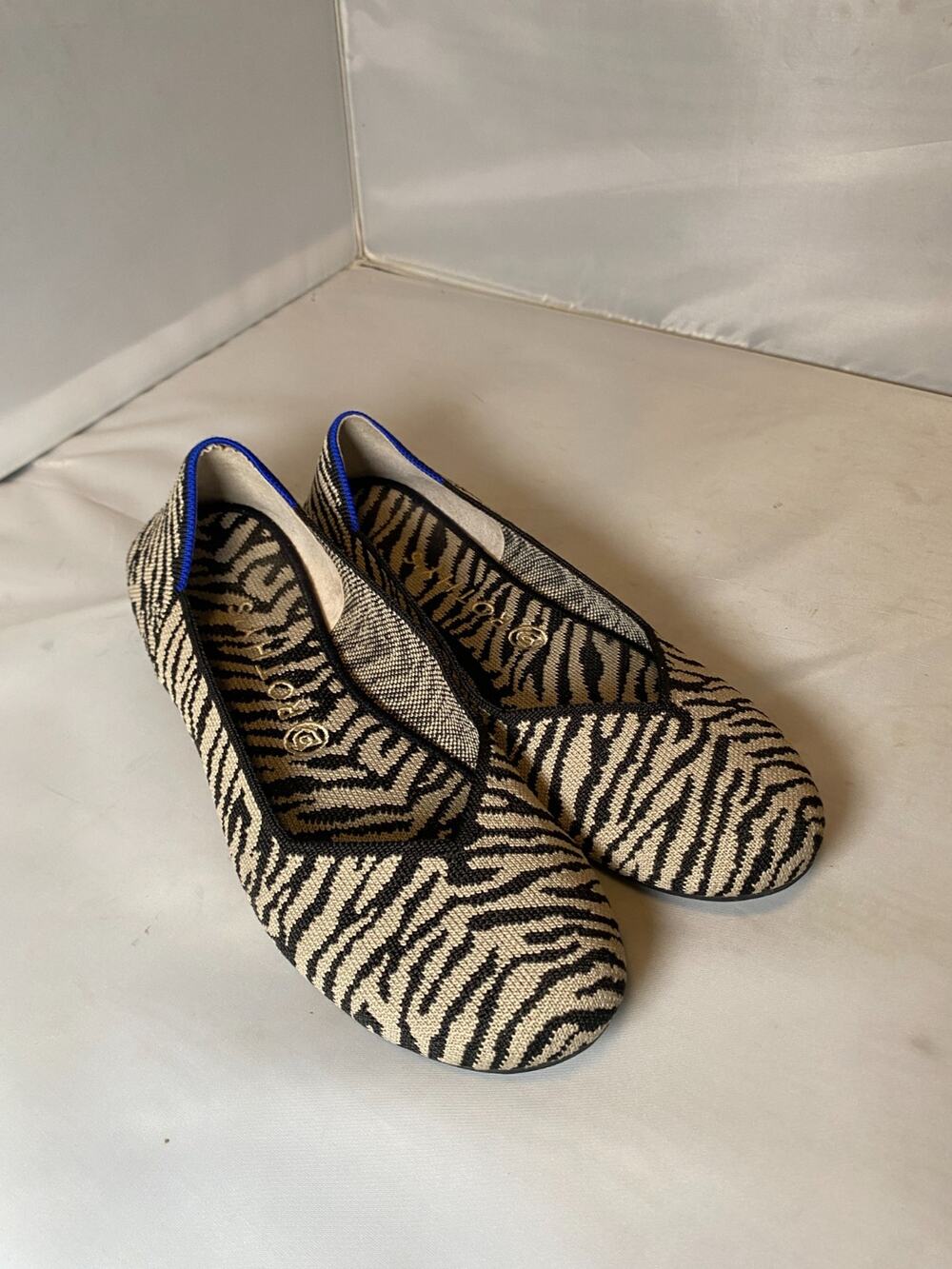 Rothy’s The Flat in Black Zebra Stripe 9.5